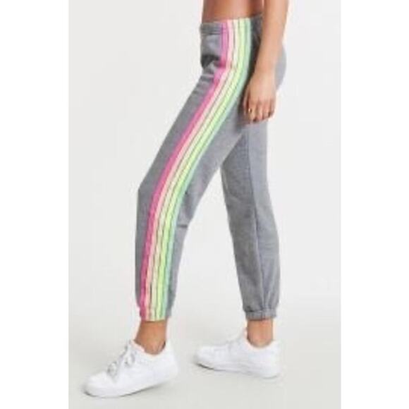 AVIATOR NATION XS Rainbow 5 Stripe Classic Sweatpants/Joggers Charcoal Gray - Picture 13 of 14